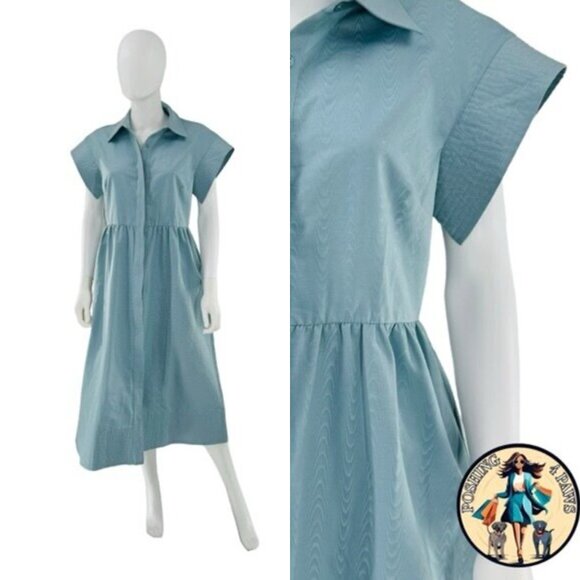 Tuckernuck Chloe Shirt Dress Slate Blue Collared Midi XL NWT - Picture 3 of 7